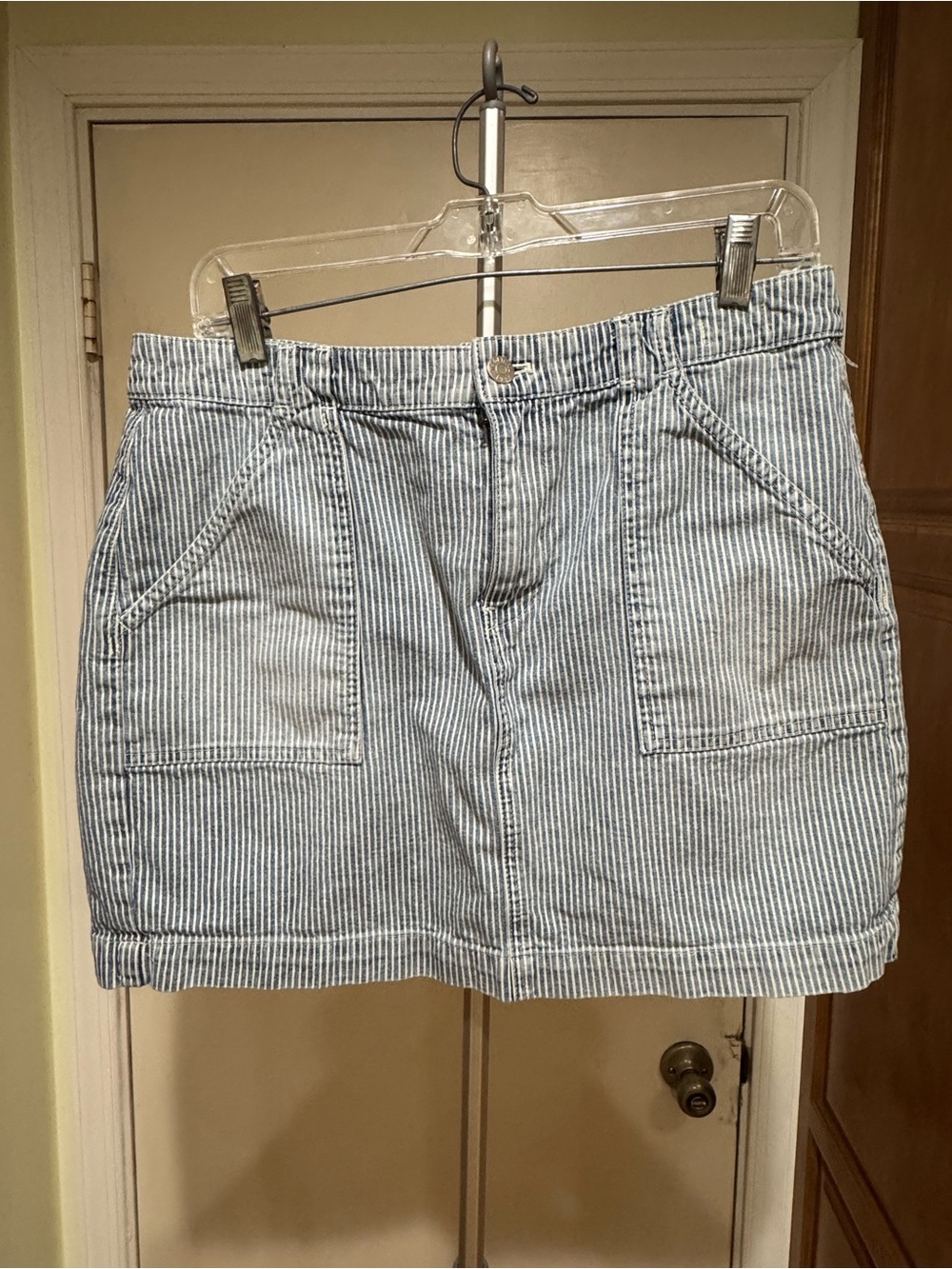 Madewell Blue and White Striped Denim Skirt